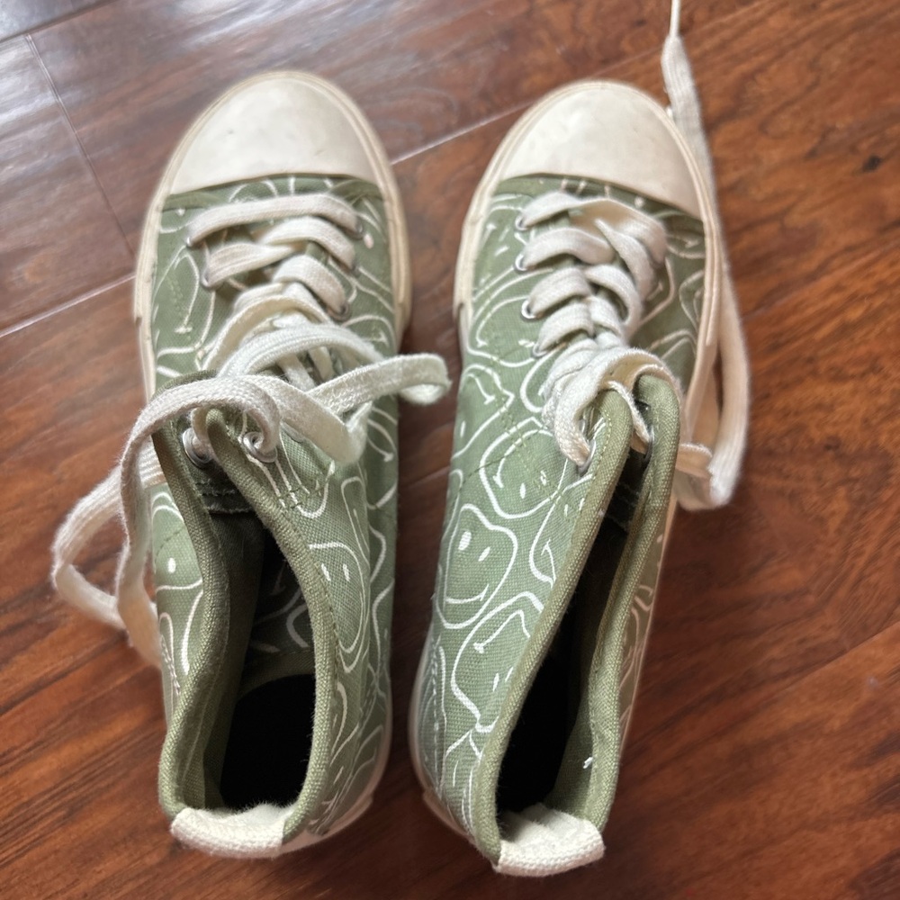Green Canvas High-Top Sneakers